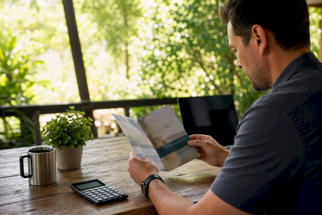 Entrepreneur reviewing health insurance materials