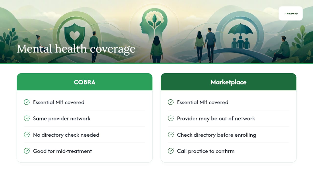 Mental Health Coverage Considerations After Losing Job-Based Insurance — overview diagram