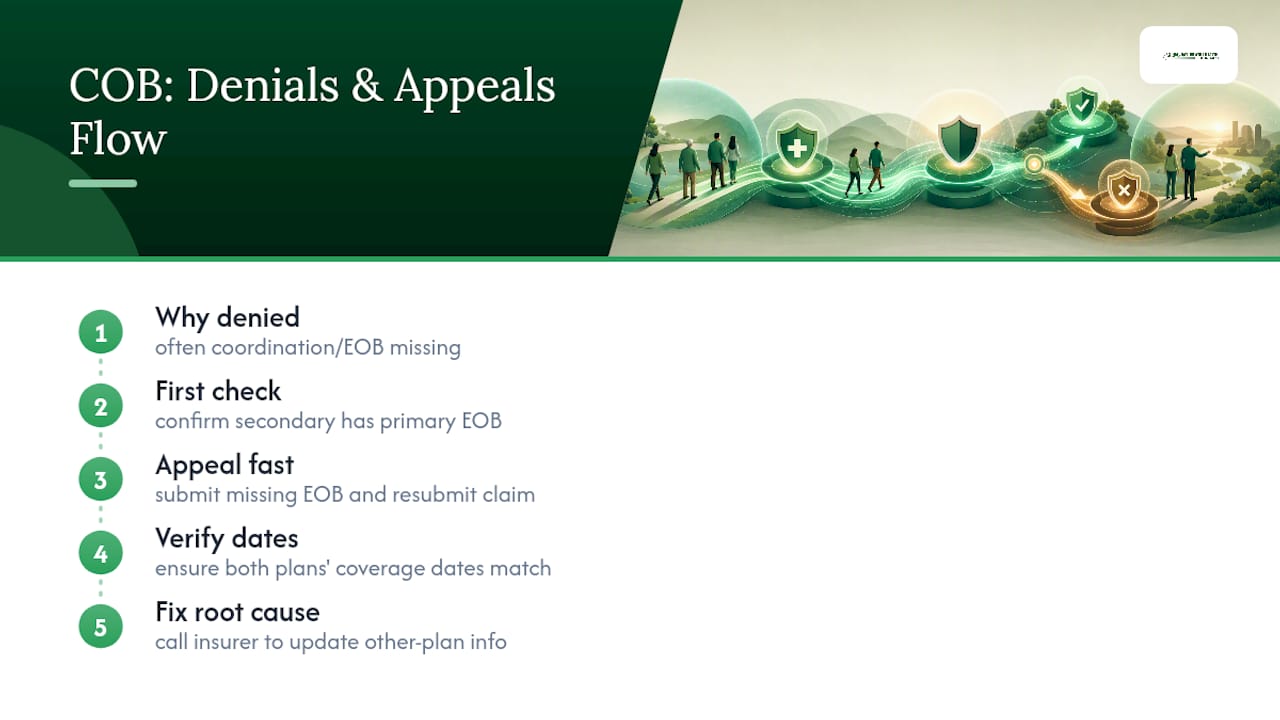How COB Affects Claim Denials and the Appeals Process — overview diagram