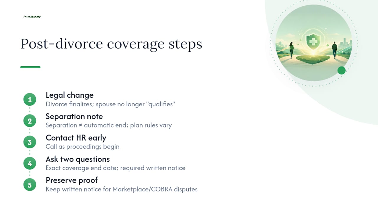 Steps for confirming coverage after divorce