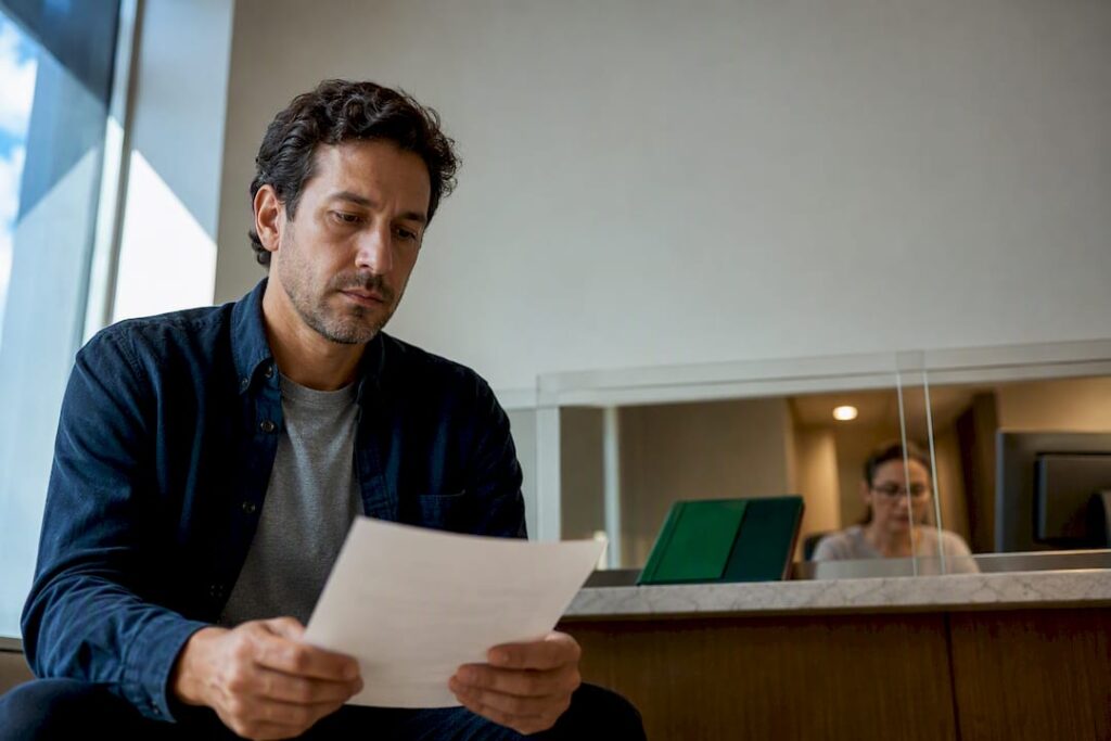 Patient reviewing hospital medical bill