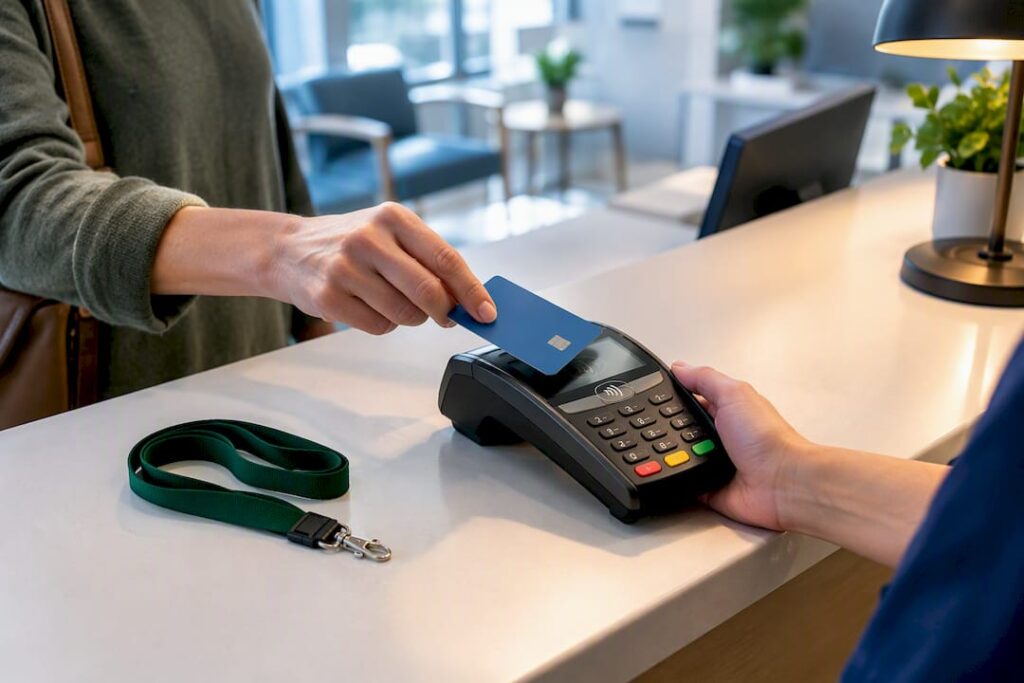 Patient making a fixed copay payment