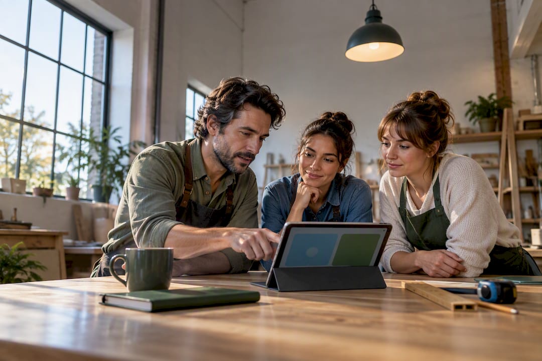 Small business team reviewing health coverage