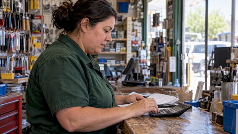 Small-business owner calculating health coverage costs