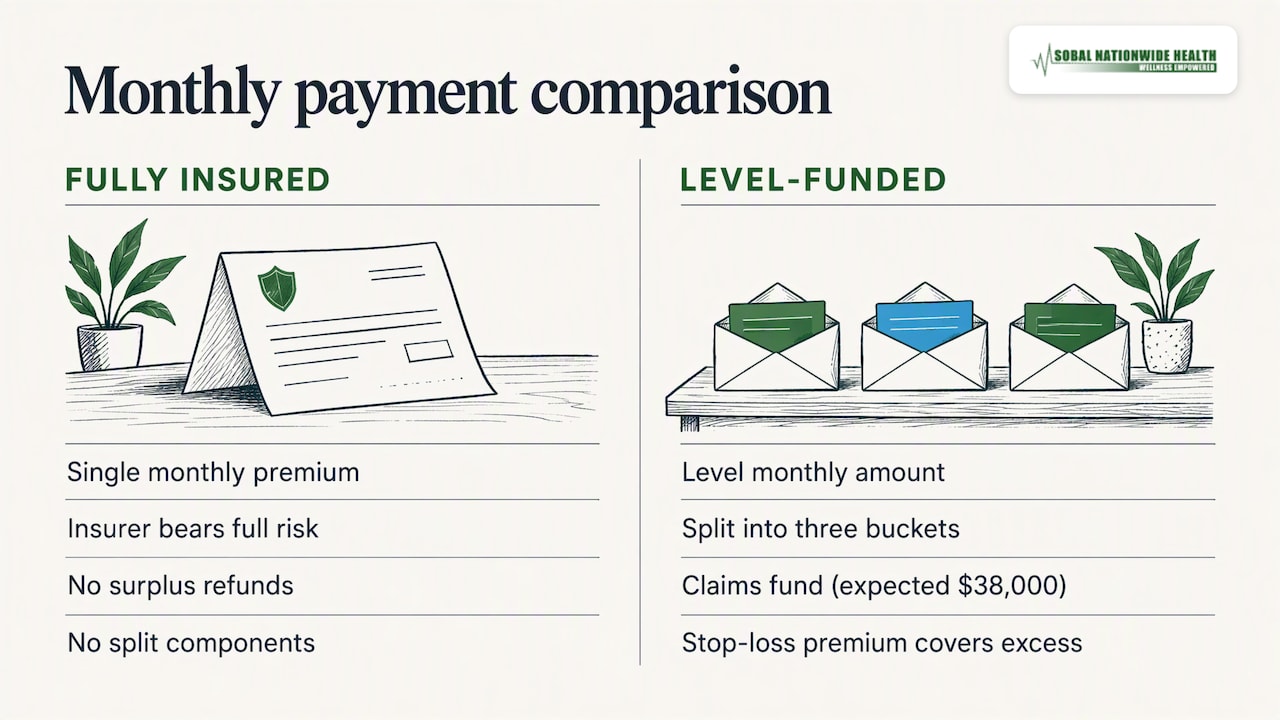 Fully insured premium compared with three level-funded buckets