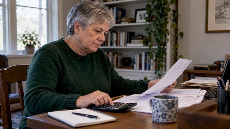 Retiree comparing health coverage options at home