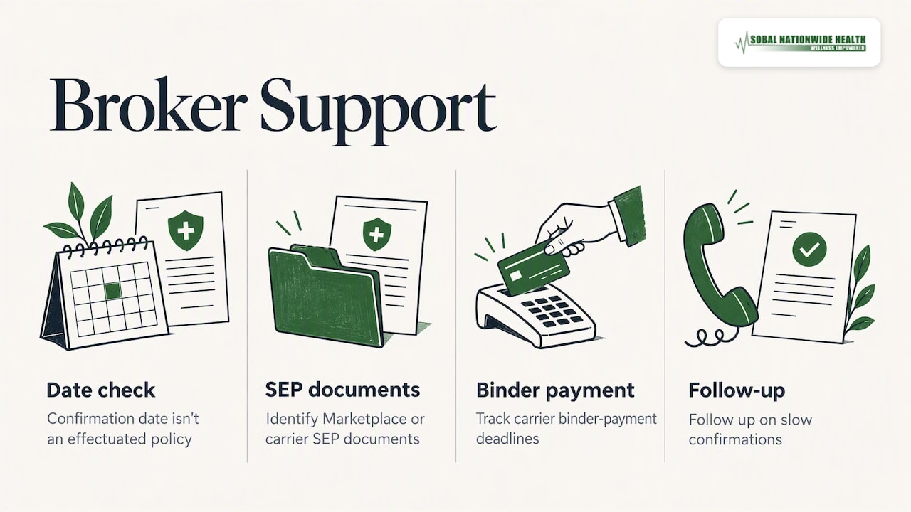 How broker support helps you avoid an effective-date gap — overview diagram